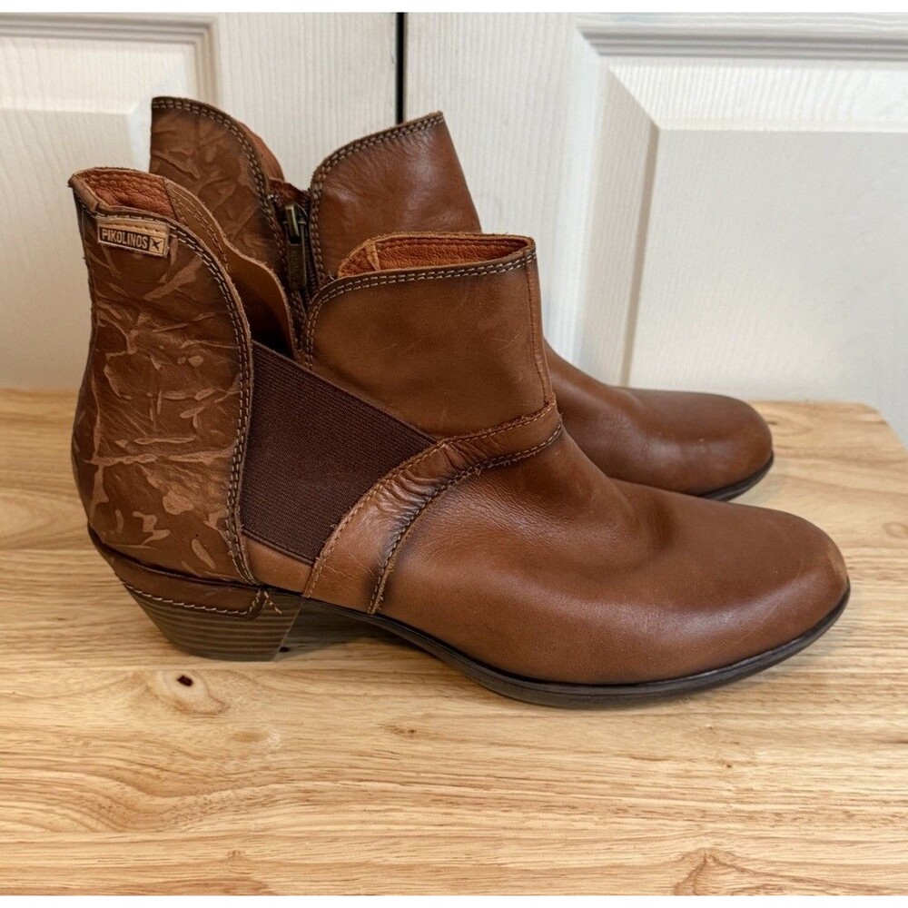 Pikolinos Brown Rotterdam Women Boot Size 42 US 11  Leather Block Heel Bootie